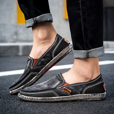 Men's fashionable washed denim breathable loafers 4 colors
