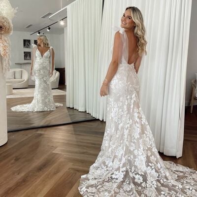 Sexy mermaid wedding dress, lace bridal dress bridal gown - Thumbnail 1
