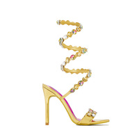 Luxury Crystal Wraparound Women Sandals Stiletto High Heels - Thumbnail 3