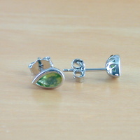 BOXED GIFT/Sterling Silver Peridot Teardrop Earrings/Peridot Stud Earrings/Peridot Jewellery/Peridot Jewelry/Gemstone Earrings/Peridot Studs - Thumbnail 1