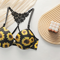 Sexy Mesh Lace Underwear Set Chrysanthemum Bras and Panties Set - Thumbnail 2