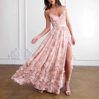 Unique Suspender Dress Women Seaside Vacation Super Beautiful Temperament long Dress - Thumbnail 1