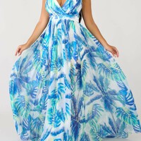 Elegant Summer Women Long Maxi Dress V-Neck Party Beach Sexy Dress - Thumbnail 4