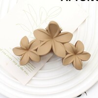 Women Girls Solid Color Matte Plastic Flower large Hair Claw Clip  - Thumbnail 5