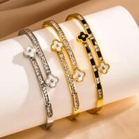  Four-leaf Clover Bracelet Women Stainless Steel Bangles - Thumbnail 2