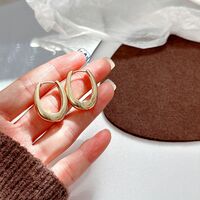 Korean Classic gold silver Hoop earrings for women Girls Jewelry Gift - Thumbnail 2