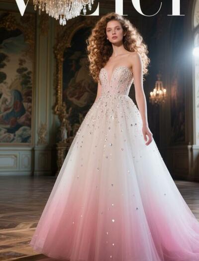 Dyed Pink Wedding Dress, Beading Crystals Bridal Dress Bridal Gown