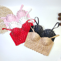 Women Shiny Rhinestone Diamond Tank Top Women Bra  - Thumbnail 3