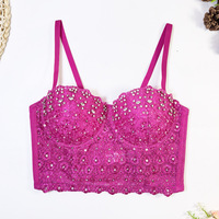 Women Shiny Rhinestone Diamond Tank Top Women Bra  - Thumbnail 4