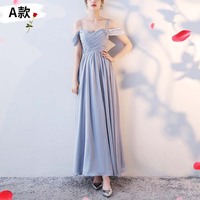 Women Girls New chiffon pink princess bridesmaid banquet party ball performance dress gown - Thumbnail 1