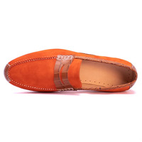 Crafted Leather Handmade Men Orange Suede Crocodile/Alligator Strap Leather Loafers Dress Shoes  - Thumbnail 3