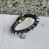 Roller-Buckle 1-row blue-razz short british stud wristband - Thumbnail 3