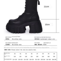 Thick-Soled British Style Punk Platform Black Boots for Women - Thumbnail 7