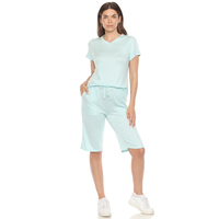 White Mark Soft Pajama Top and Capri Pant 2-Piece Lounge Set, Small-3X - Thumbnail 5