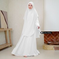 Rawda Abaya Jersey Set French Khimar - Eid Abaya Set, Modest Dress for Women, Muslim Outfit for Ramadan, Umrah Khimar Set, Umrah Hajj dreses - Thumbnail 7
