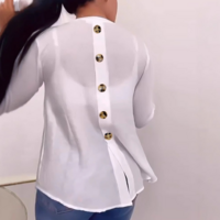 Fashion Women'S White V-Neck Button Up Cardigan Long Sleeved Top - Thumbnail 2