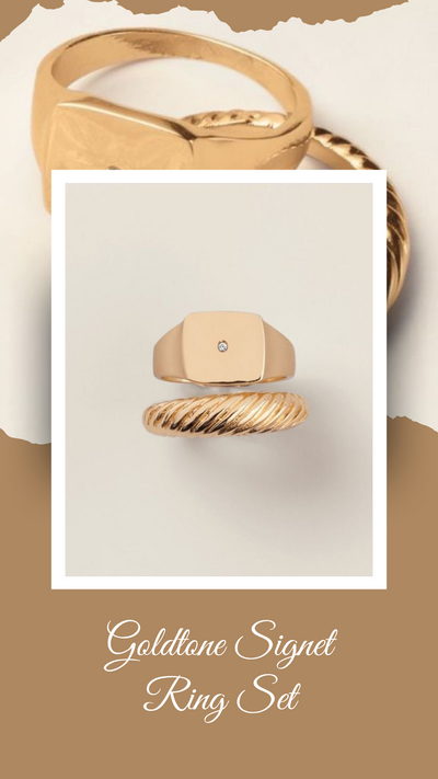 Goldtone Signet Ring Set