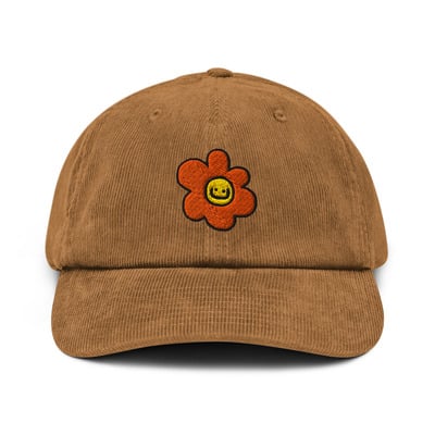 Sketchy floral embroidered corduroy hat