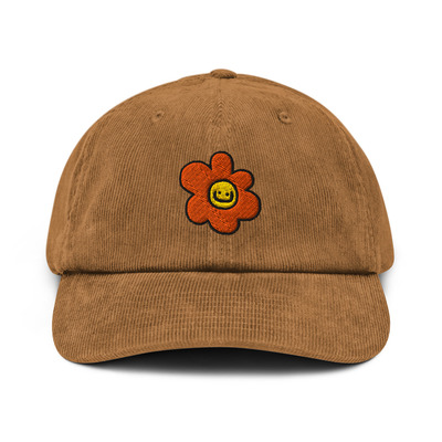 Sketchy Floral embroidered corduroy hat
