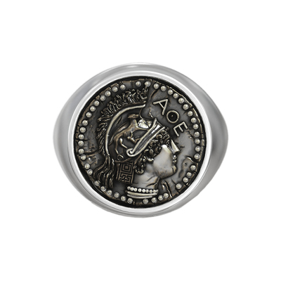 Solid sterling silver greek mythology athena ring