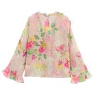 Fashion floral print layered long sleeve shirt - Thumbnail 3