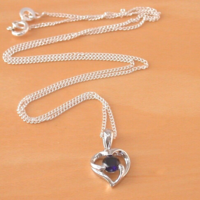 BOXED GIFT /925 Sapphire (Lab Created) Heart Pendant & Chain/Sapphire Jewelry/Silver Sapphire Necklace/Sapphire Pendant/Sapphire Gift/UK - Thumbnail 2