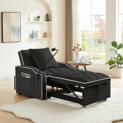 3-in-1 Convertible Sleeper Sofa Chair Bed – Adjustable Recliner with USB & Phone Holder | Space-Saving 