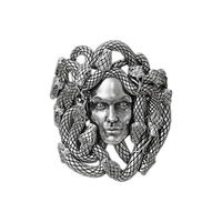 Solid Sterling Silver Greek Mythology Medusa Gorgon Ring - Thumbnail 4