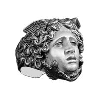 Solid Sterling Silver Greek Mythology Medusa Gorgon Ring - Thumbnail 2