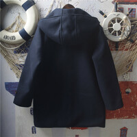 Harajuku Retro Letter Patch Large Pocket Horn Button Hooded Jacket - Thumbnail 1