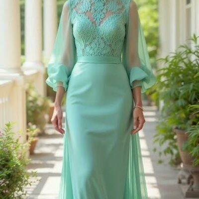 Elegant mint green mermaid lace mother of the bride/ groom dresses formal evening dress