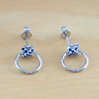 BOXED GIFT/Sterling Silver Sapphire Cross Stud Earrings/Sapphire Jewellery/Sapphire Jewelry/Hoop Earrings/Hoop  Jewellery/September Birthstone/UK - Thumbnail 1
