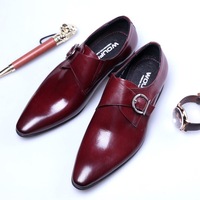 Pointed toe business shoes men's metal buckle shoes 3 colors - Thumbnail 2