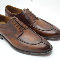 Crafted Leather Brown Split Toe Oxford Lace up Dress Shoes - Thumbnail 2