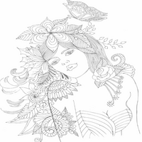 Coloring Book - 125 Friendly Faces Full Page Coloring Book, Friendly Faces, Portrait, Grayscale Coloring Book, Printable PDF File - Thumbnail 6
