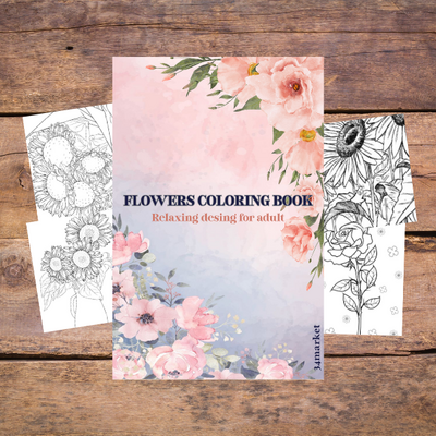 Coloring book for adults - 100 elegant flower coloring pages - adults and kids coloring book, greyscale, bold and easy floral coloring pages