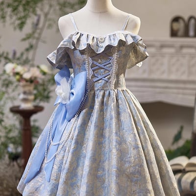 Blue floral print short a-line prom party dress
