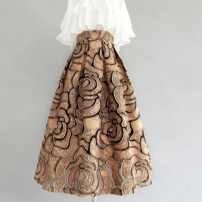Elegant lace vintage high waist a-line ball gown skirt
