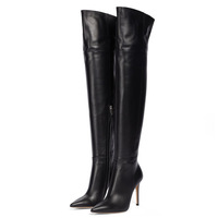 Large size black loose fit over the knee boots - Thumbnail 2