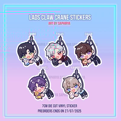 [preorder] love and deepspace caleb sylus xavier rafayel zayne claw crane sticker