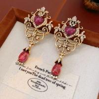 French Elegant Crystal Drop Earrings - Thumbnail 1