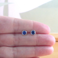 BOXED GIFT/925 Sapphire (Lab Created) Stud Earrings/ Sapphire Studs/Sapphire Jewellery/Sapphire Jewelry/Sapphire Jewelery/September Birthstone - Thumbnail 4