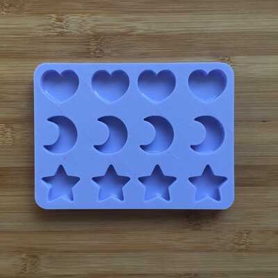 Heart, moon & star silicone mold - Thumbnail 1