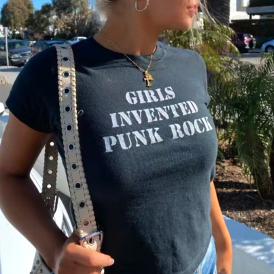 Free shipping-girls invented punk rock baby tee