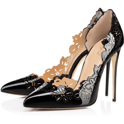 Women's hollow pointed toe patent leather shoes 2 colors - Thumbnail 5