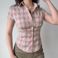 Vintage waist check short-sleeved shirt - Thumbnail 2