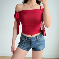 Sexy Slim Fit T-shirt with Straps and Neckline - Thumbnail 2