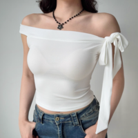 Sexy Slim Fit T-shirt with Straps and Neckline - Thumbnail 3