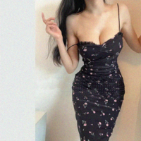 Elegant feminine sexy hip-hugging suspender dress - Thumbnail 2