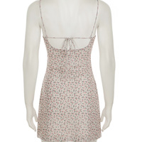Retro Slim Floral Backless Mesh Suspender Dress - Thumbnail 2